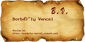 Borbély Vencel névjegykártya